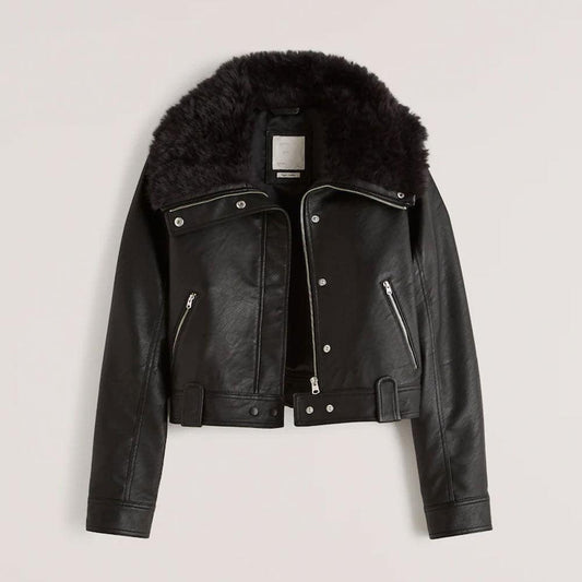 Women's Black RAF B3 Sheepskin Shearling Aviator Leather Jacket