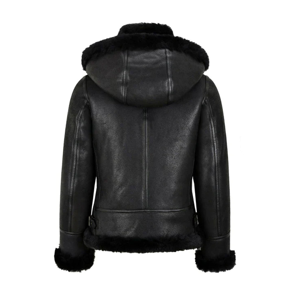 NEW WOMEN Leather Shearling Jacket