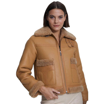 NEW WOMEN Leather Shearling Jacket