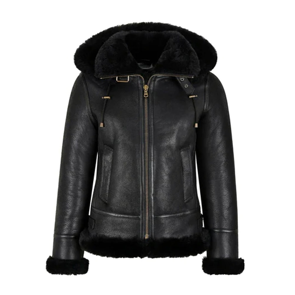 NEW WOMEN Leather Shearling Jacket