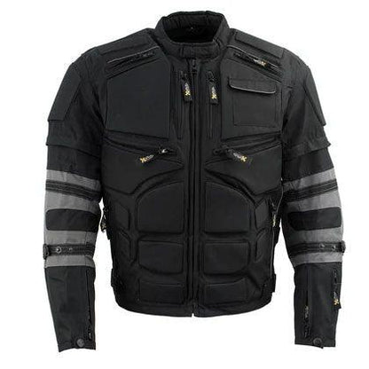 Men's 'Morph' Black and Grey Tri-Tex Armored Jacket with Removable Sleeves