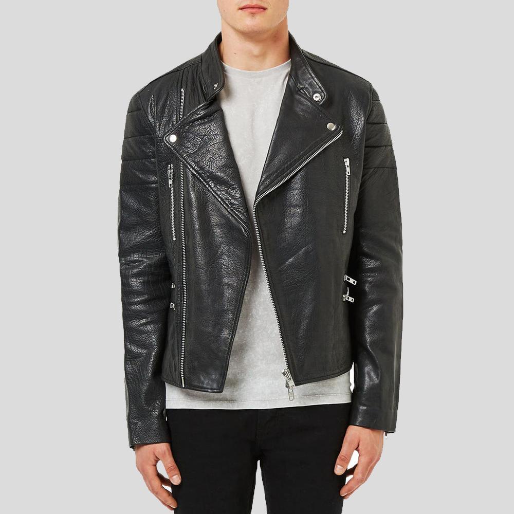 Men's Barret Black Motorcycle Leather Jacket