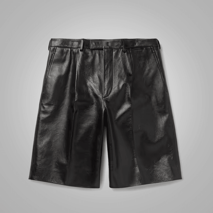 Men's Black Leather Shorts