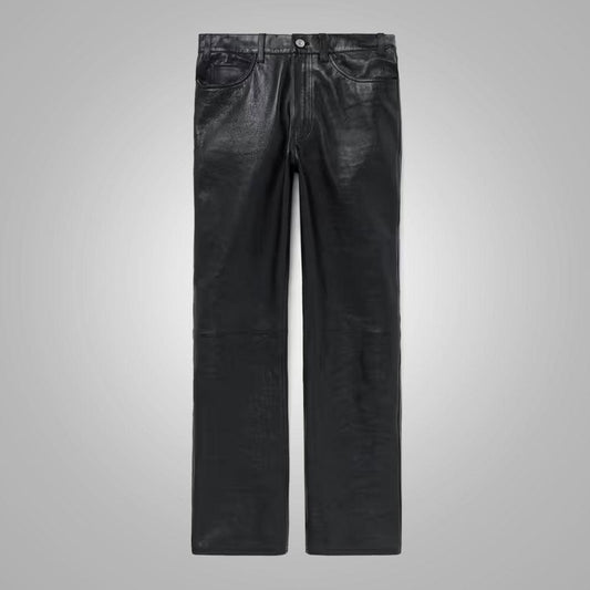 New Style Black Fashion Leather Jean Pant For Men