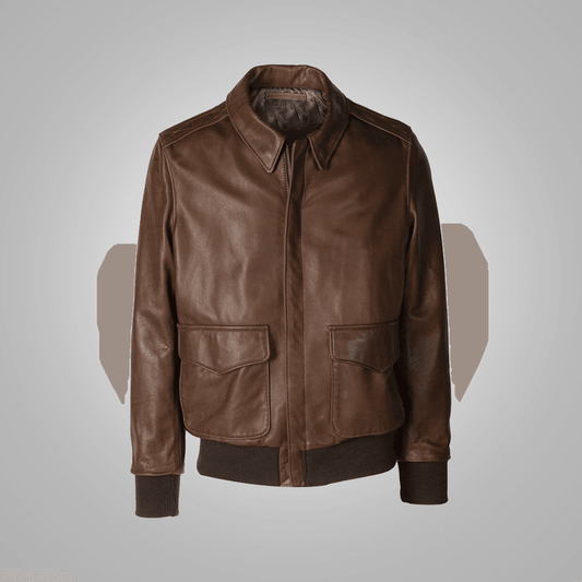 Brown Lambskin A-2 Flight Leather Jacket For Men