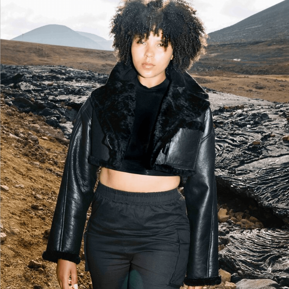 Women's Black Aviator Flight Pilot B3 Sheepskin Shearling Leather Jacket