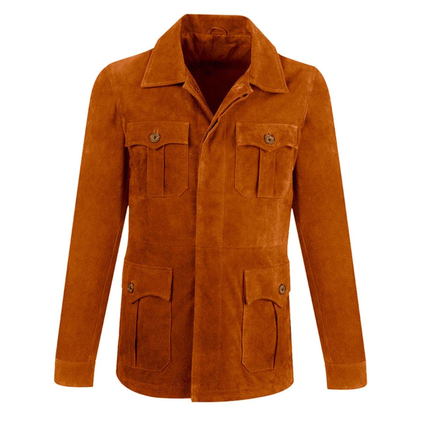 Men's Cream Brown Leather Suede Bomber Shirt Jeans Style Jacket