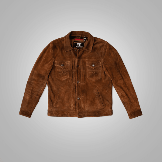 Men's Chocolate Brown Style Fringes Suede Leather Western Jacket
