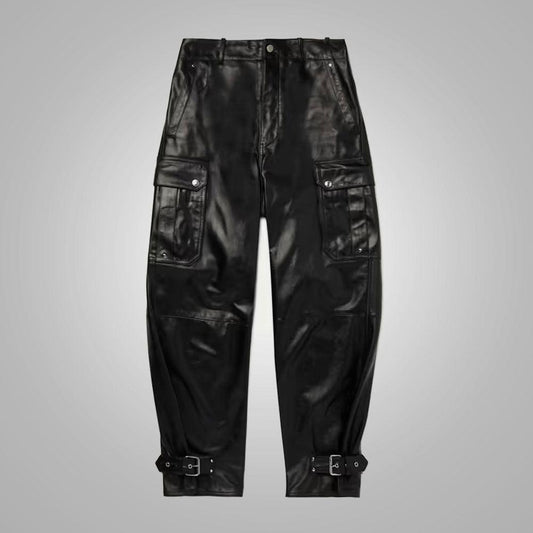 New Real Black Fashion Leather Pant For Men
