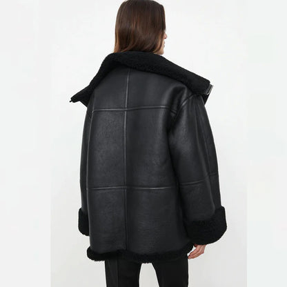 NEW WOMEN Leather Shearling Jacket