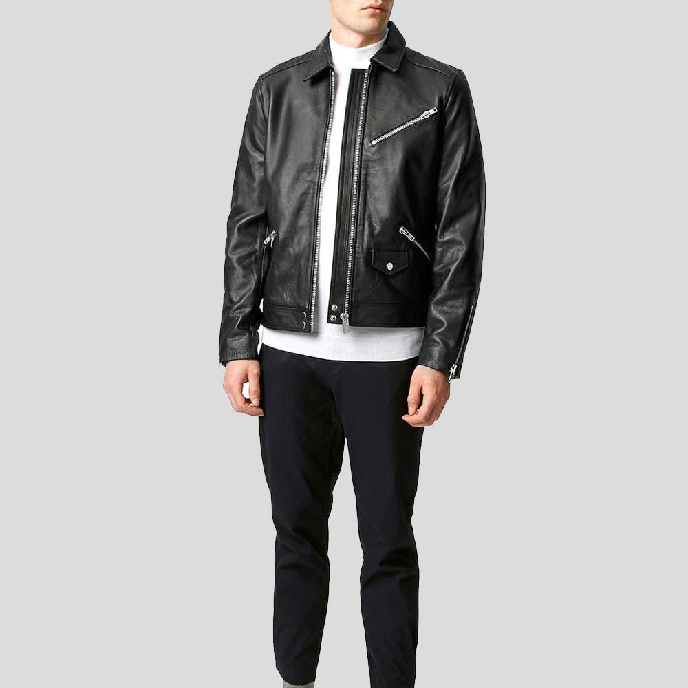 Men's Benn Black Motorcycle Leather Jacket