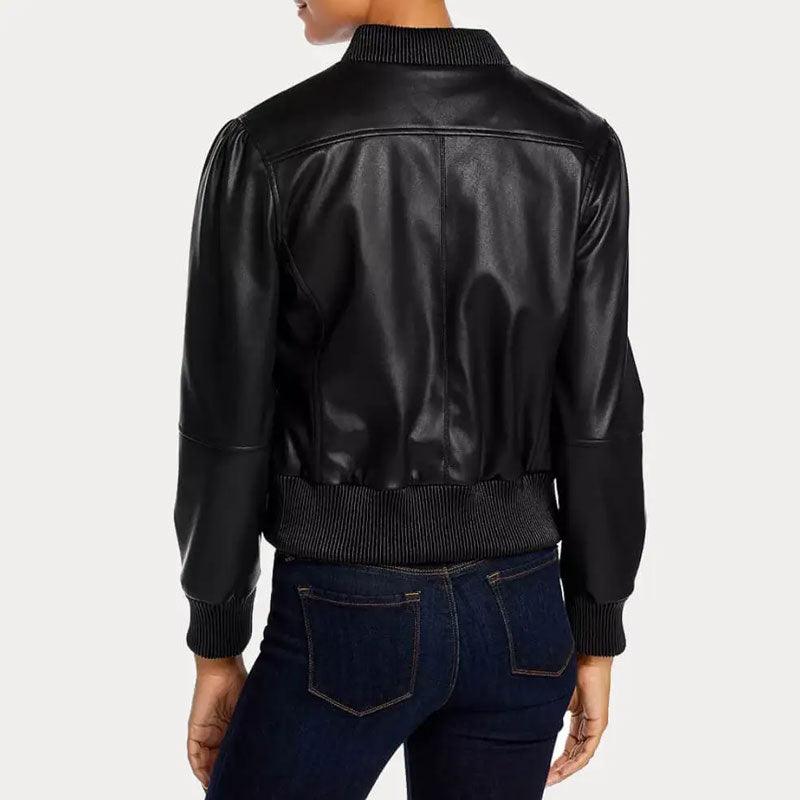 Women’s Faux Black Bomber Leather Jacket