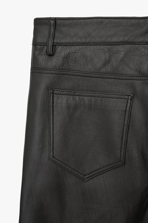 Men's Black Leather Real Sheepskin Leather Biker Pant