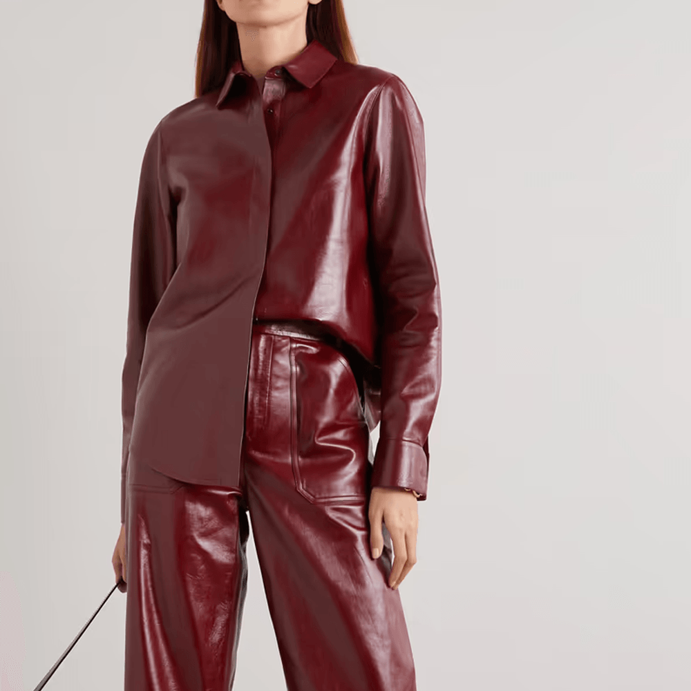 Women's Buttery Soft Red Leather Shirt