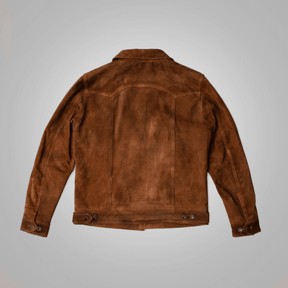 Men's Chocolate Brown Style Fringes Suede Leather Western Jacket