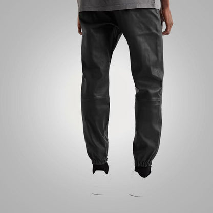 Men's New Style Black Sheepskin Leather Pant In Black