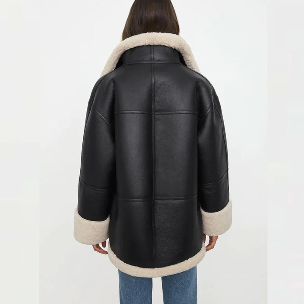 NEW WOMEN Leather Shearling Jacket