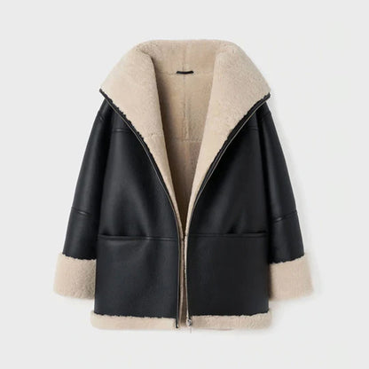 NEW WOMEN Leather Shearling Jacket