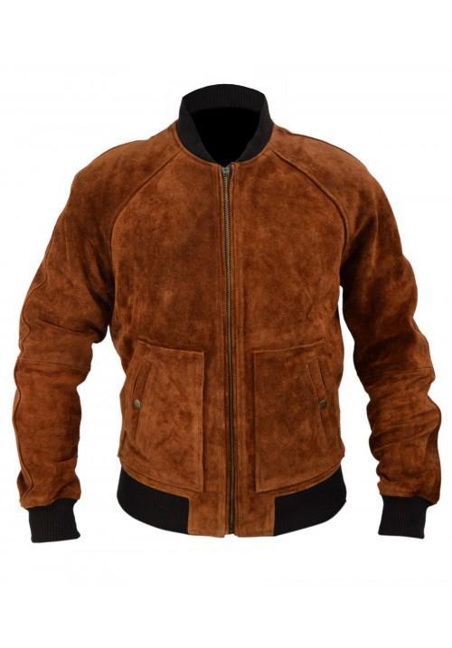 Aloha Premiere Bradley Bomber Suede Cooper Brown Leather Jacket