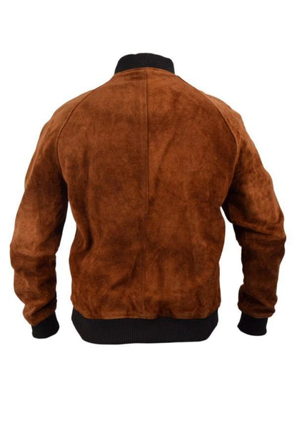 Aloha Premiere Bradley Bomber Suede Cooper Brown Leather Jacket