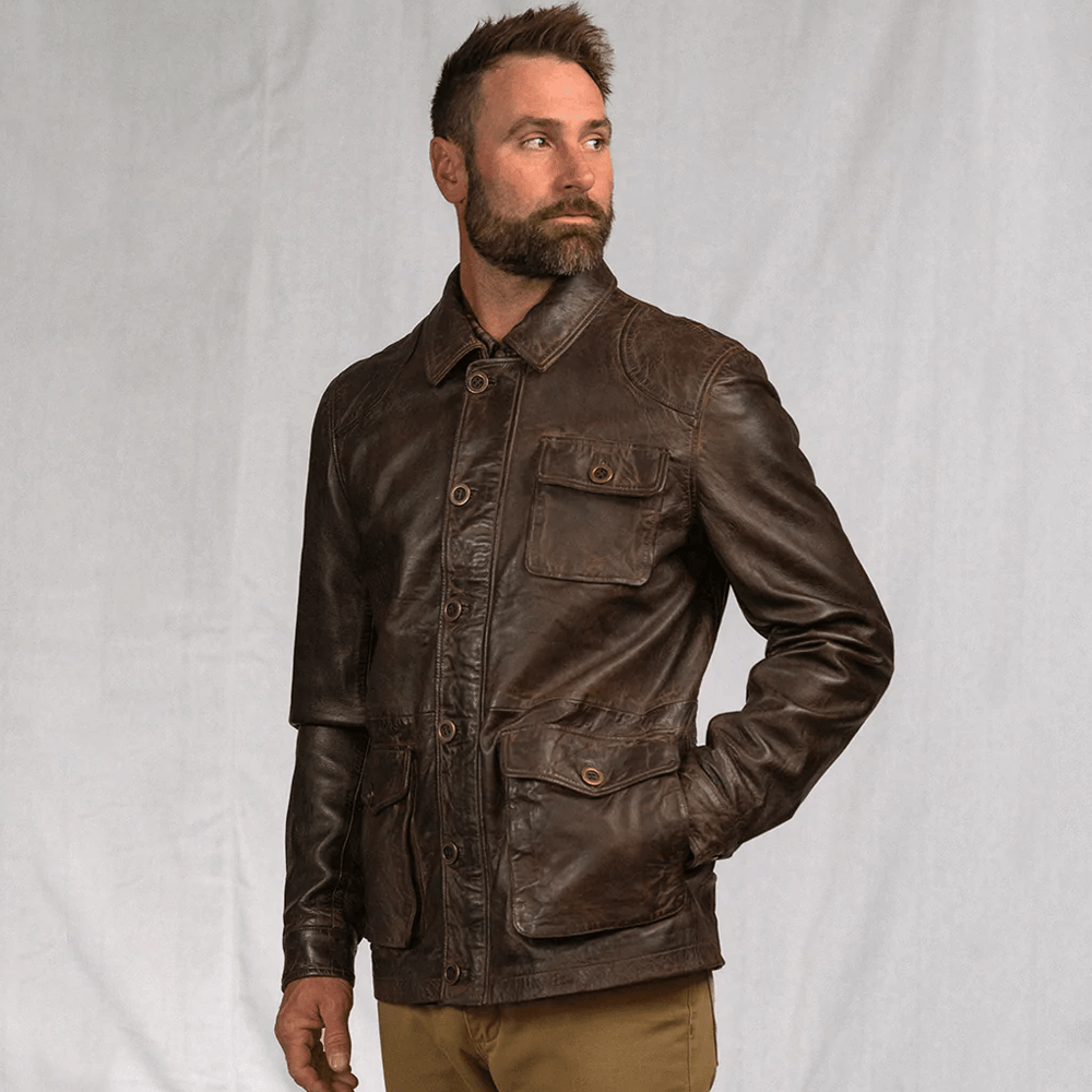 Men's Western Suede Leather Bomber Jacket