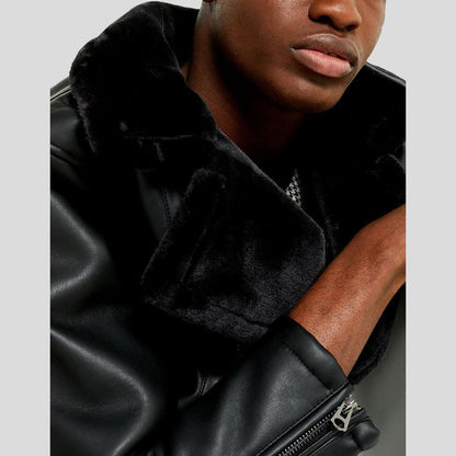 Men's Bard Black Shearling Leather Jacket