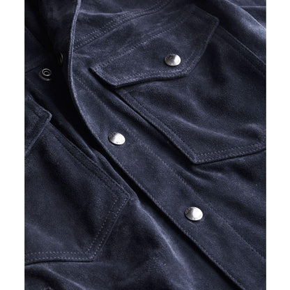 Blue Men’s Suede Leather Biker Shirt Jeans Jacket