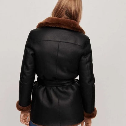 NEW WOMEN Leather Shearling Jacket