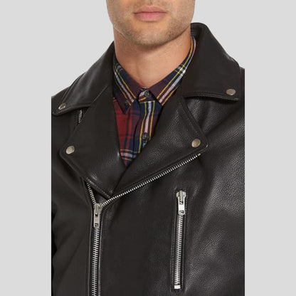 Men's Caden Black Biker Leather Jacket