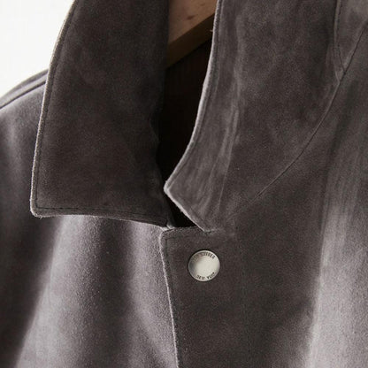 Men’s Chocolate Dark Charcoal Suede Leather Bomber Jacket