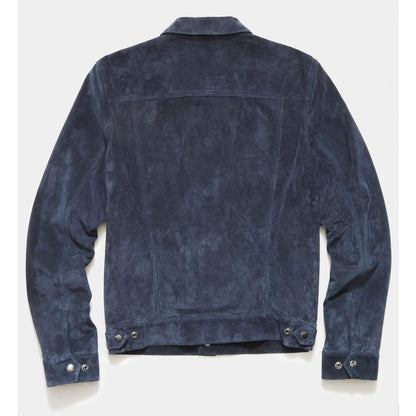 Blue Men’s Suede Leather Biker Shirt Jeans Jacket