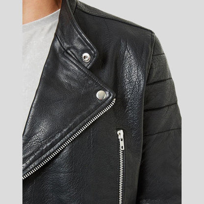 Men's Barret Black Motorcycle Leather Jacket