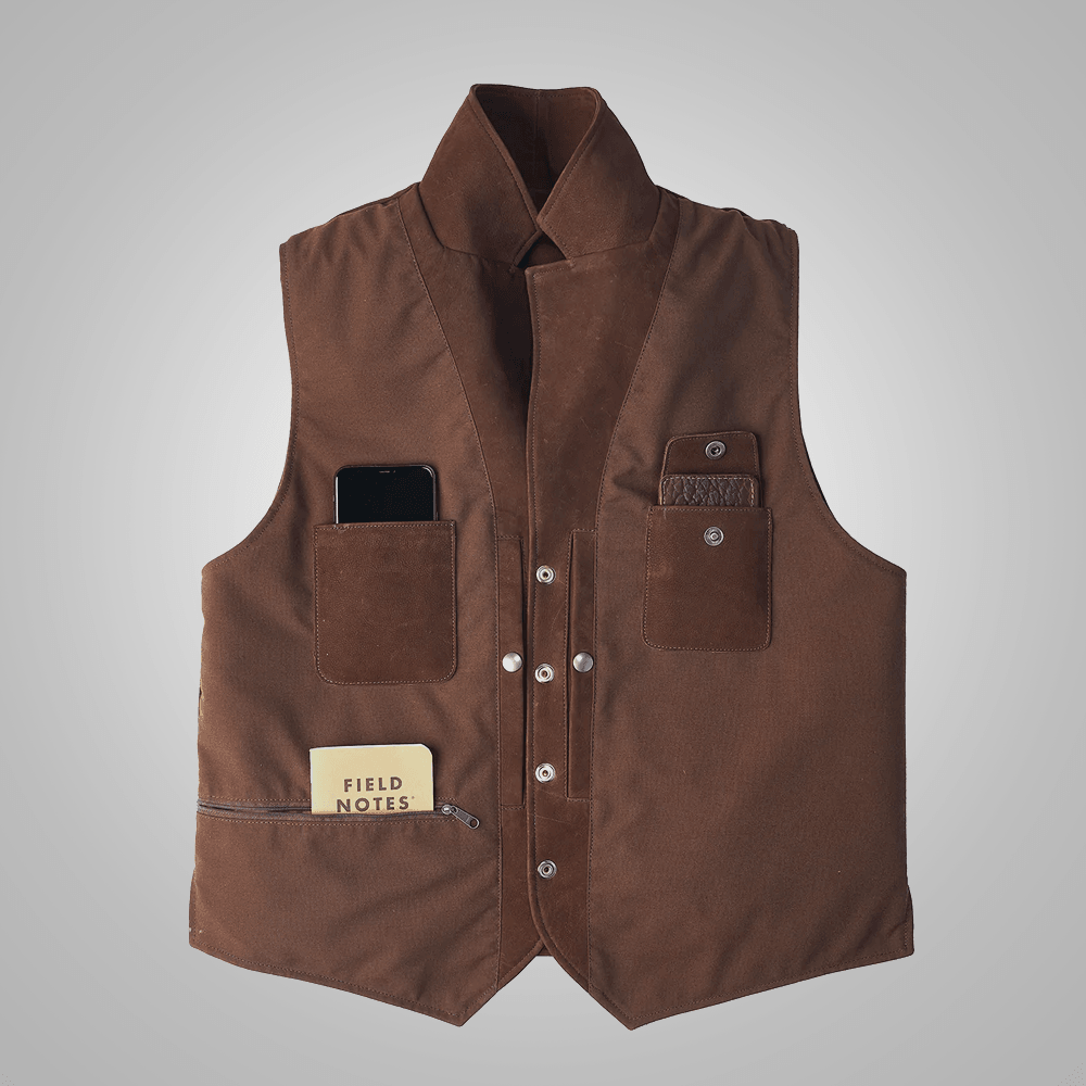 Brown Multi Pocket Stlye Leather Vest For Men