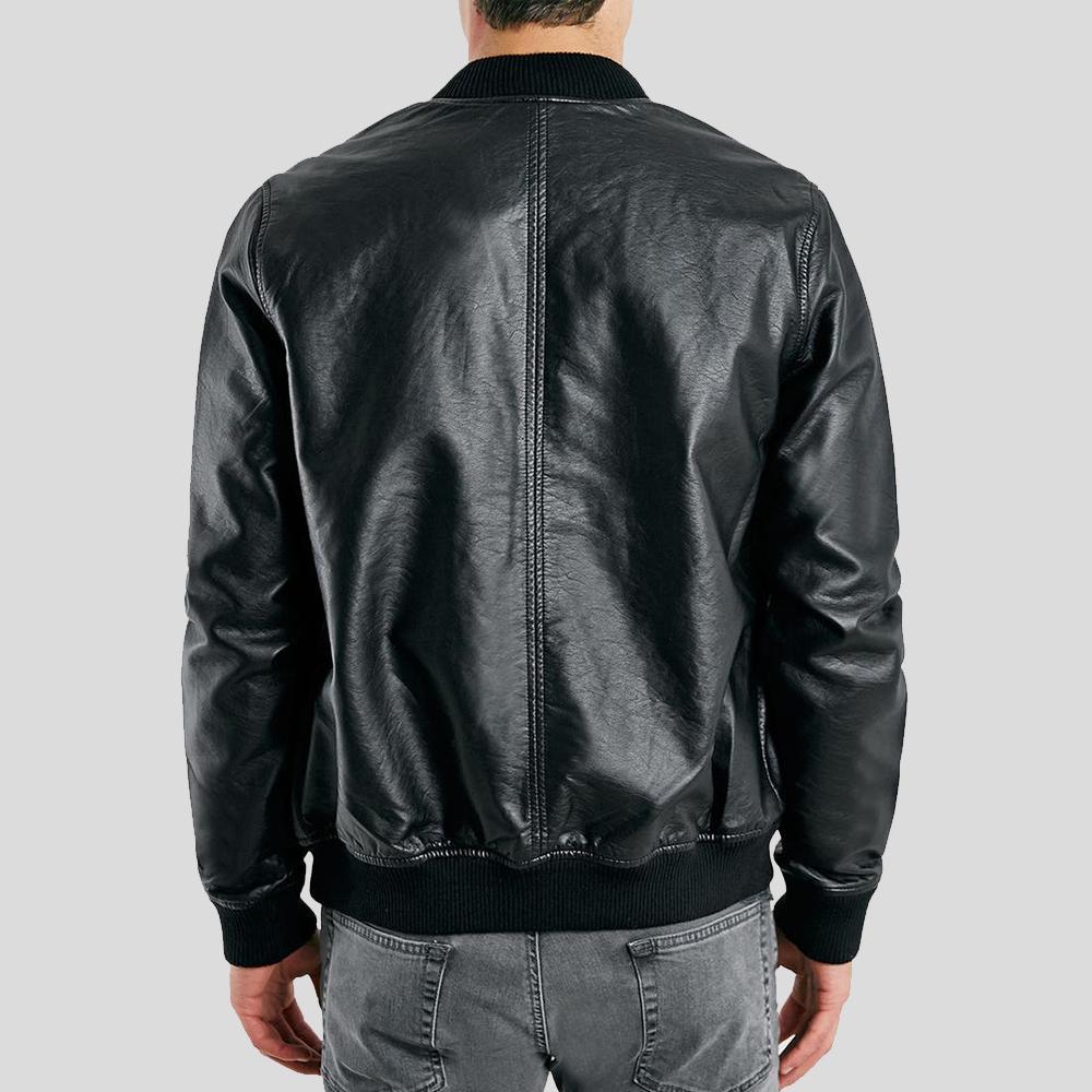 Men's Bailei Black Bomber Leather Jacket