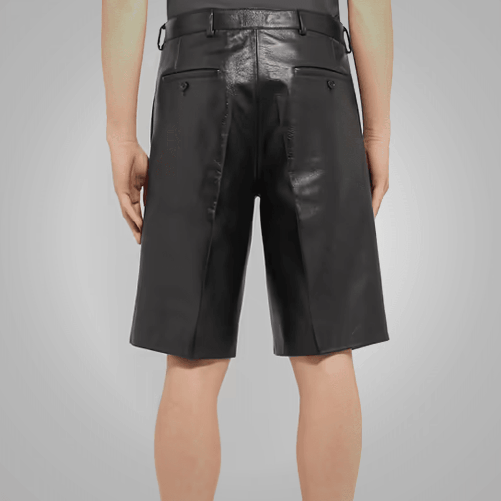 Men's Black Leather Shorts