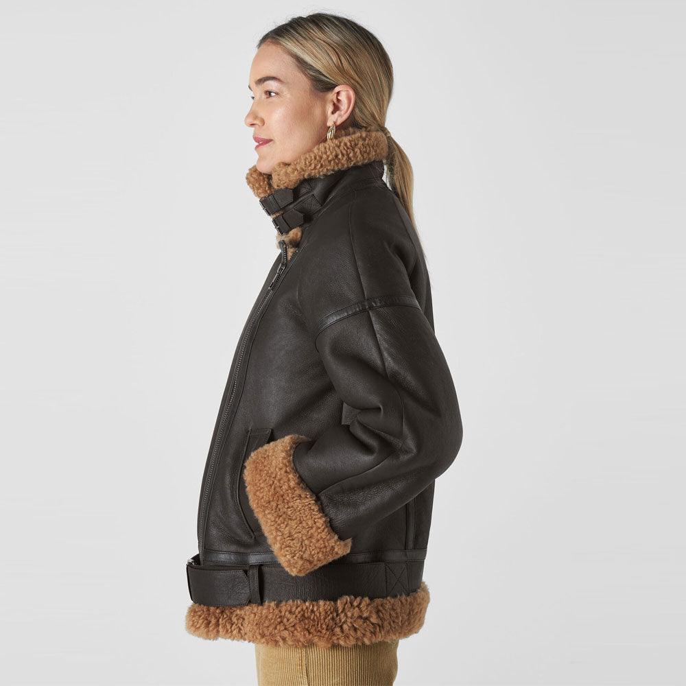 WOMEN'S SHEARLING BROOKE BIKER JACKET