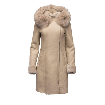 Gracie's Hooded Shearling Sheepskin fox fur Jacket