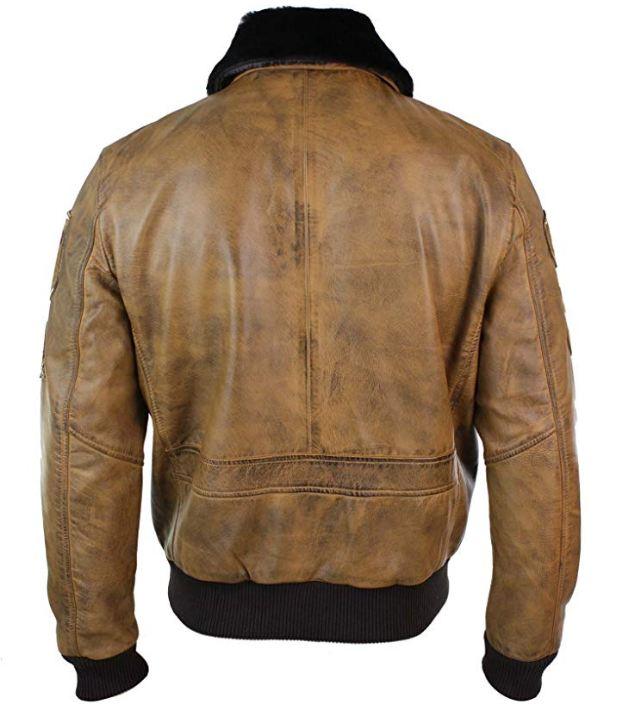 Men's Brown Aviator Fur Bomber Jacket