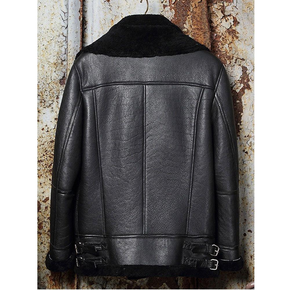 Men's B3 Classic Leather Bomber Shearling Sheepskin Motorcycle Leather Jacket