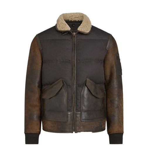 Men’s B3 Vintage Brown Sheepskin Leather Jacket