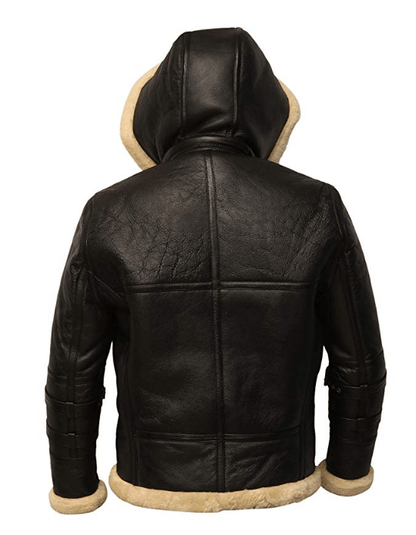 Men's B3 Shearling Removable Hood Black Jacket
