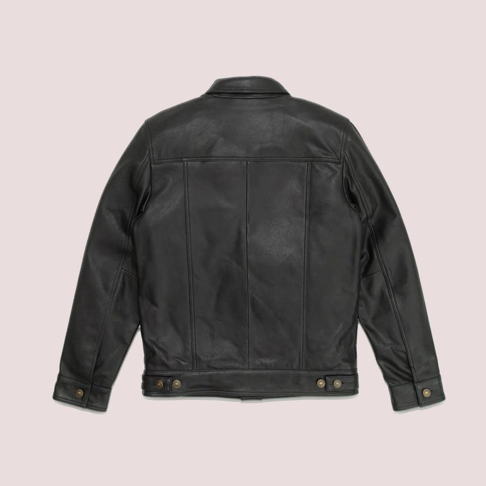 B3 Black Mens Rugged Style Sheepskin Leather Motorcycle Jacket