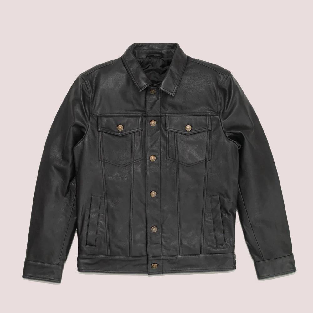 B3 Black Mens Rugged Style Sheepskin Leather Motorcycle Jacket