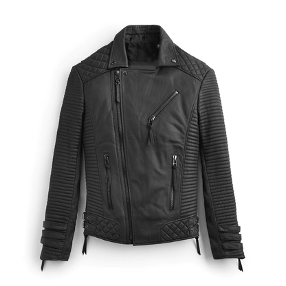 Black Leather Motorcycle Jacket For Men