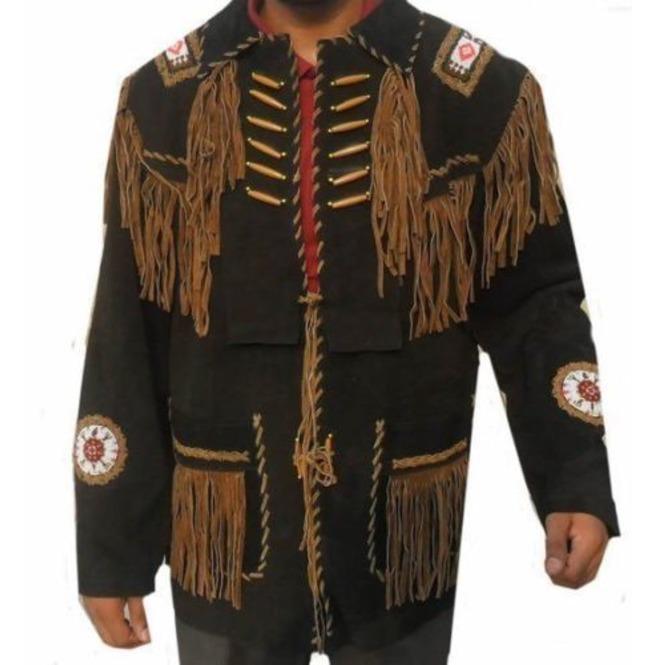 Western Cowboy Brown Suede Leather Jacket, Fringes Cowboy Jacket