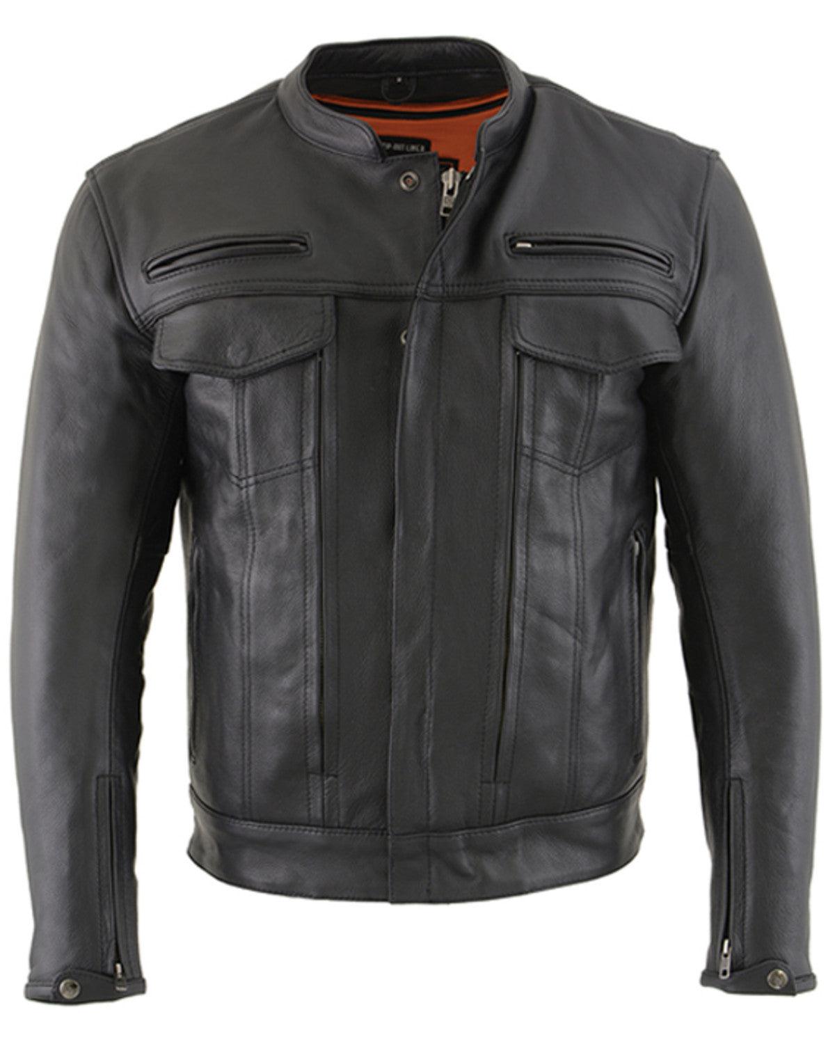 Men's Vented Scooter Zip-Front Cool Tec Leather Jacket