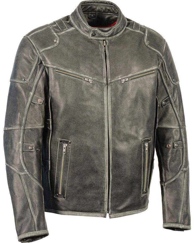 Grey Vintage Distressed Triple Vented Jacket For Men