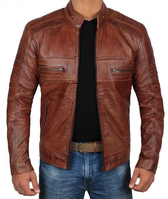Men's Austin Chocolate Brown Waxed Leather Jacket