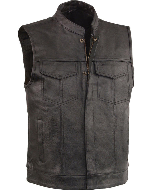 Men's Black Open Neck Club Style Vest