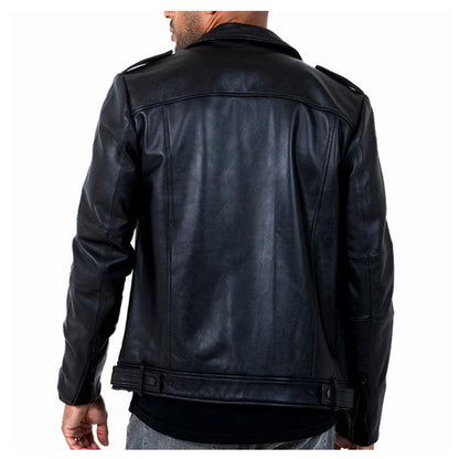 Men's Phantom Leather Moto Jacket In Black